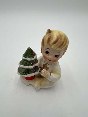 Vintage Josef Originals Bare Bottom Boy Christmas Tree Star Japan Figurine